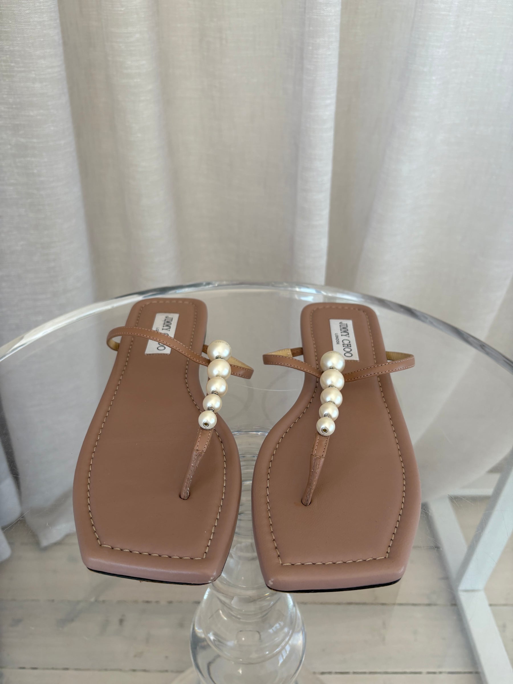 Jimmy Choo Alaina Flats With Pearl Detail Ballet Pink, 39.5