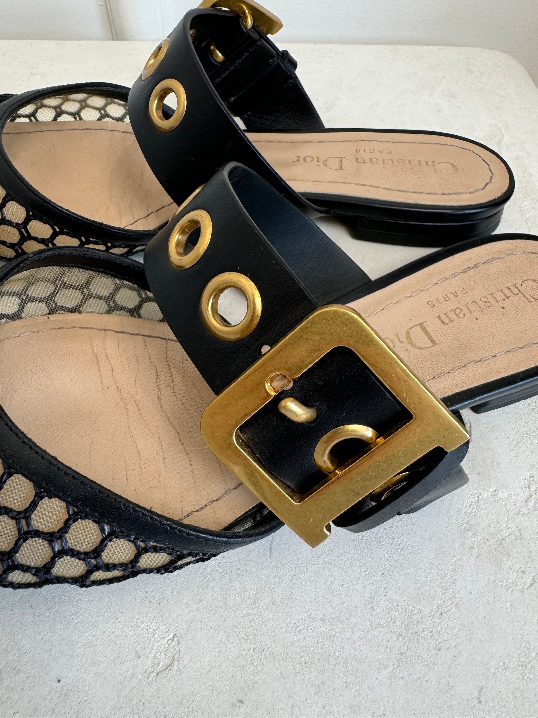 Dior D Mules Fishnet Black, 36