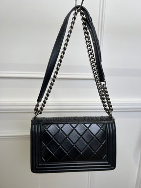 Chanel Black Leather Quilted "Paris-Salzburg" Old Medium Boy Bag