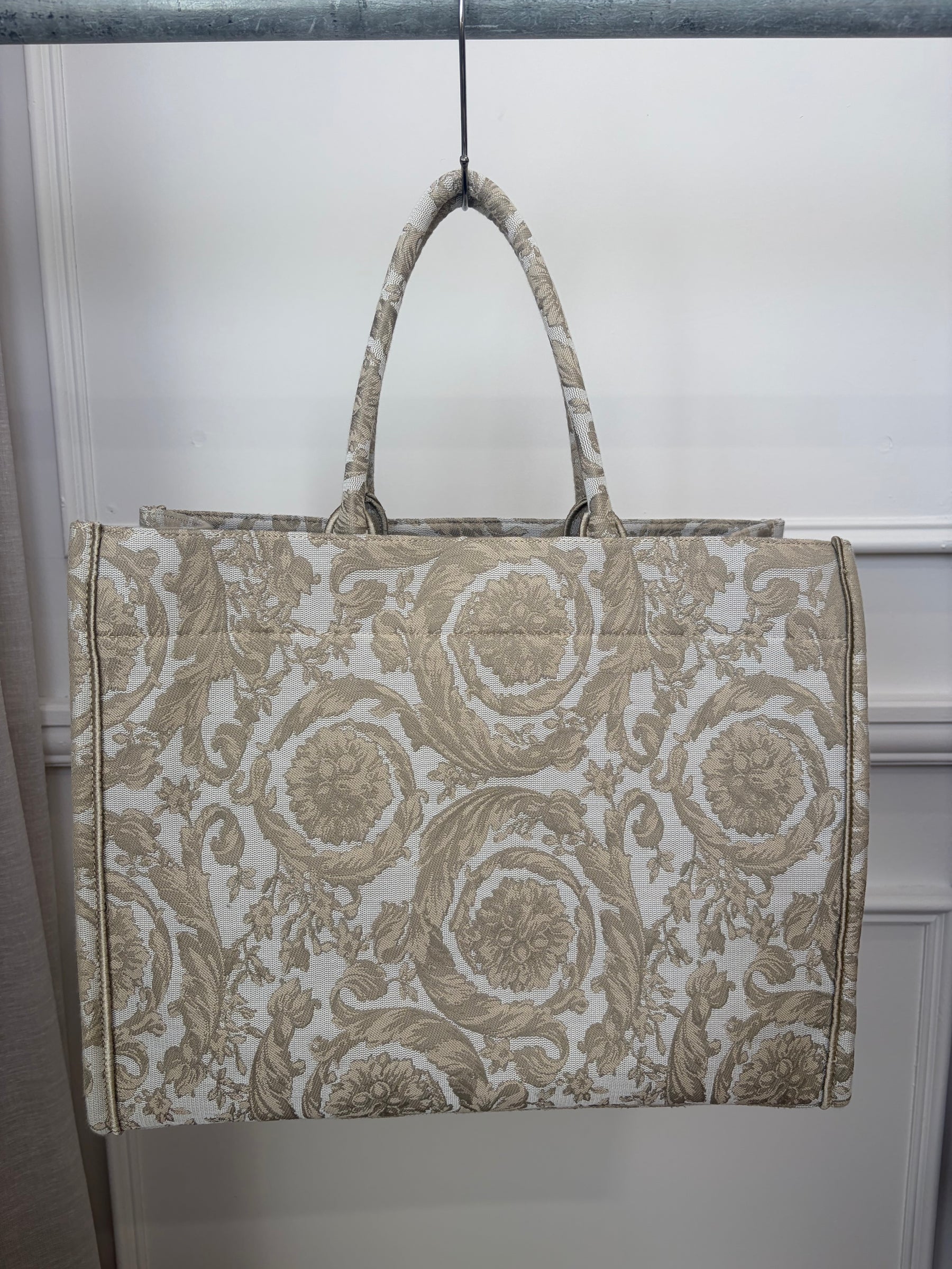Versace Beige and Cream Jacquard Tote