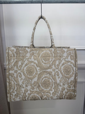 Versace Beige and Cream Jacquard Tote