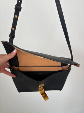 Oroton Black Leather Shoulder Bag
