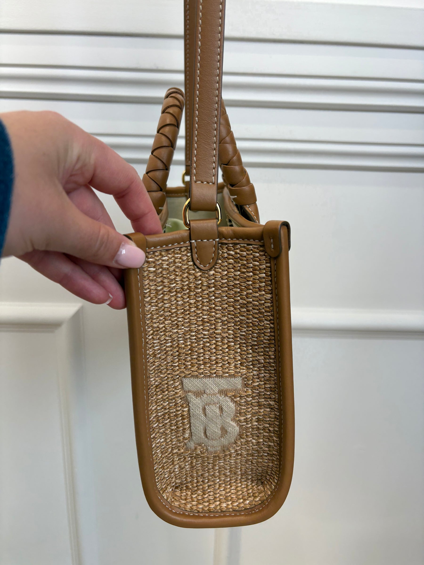 Burberry Raffia Logo Mini Tote Bag