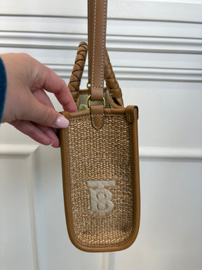 Burberry Raffia Logo Mini Tote Bag