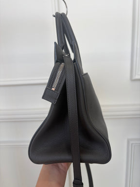 Saint Laurent Grey Leather Top Handle Tote Bag with Shoulder Strap