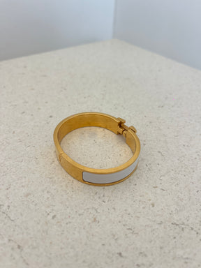 Hermès Clic H Bracelet White With Gold HW GM