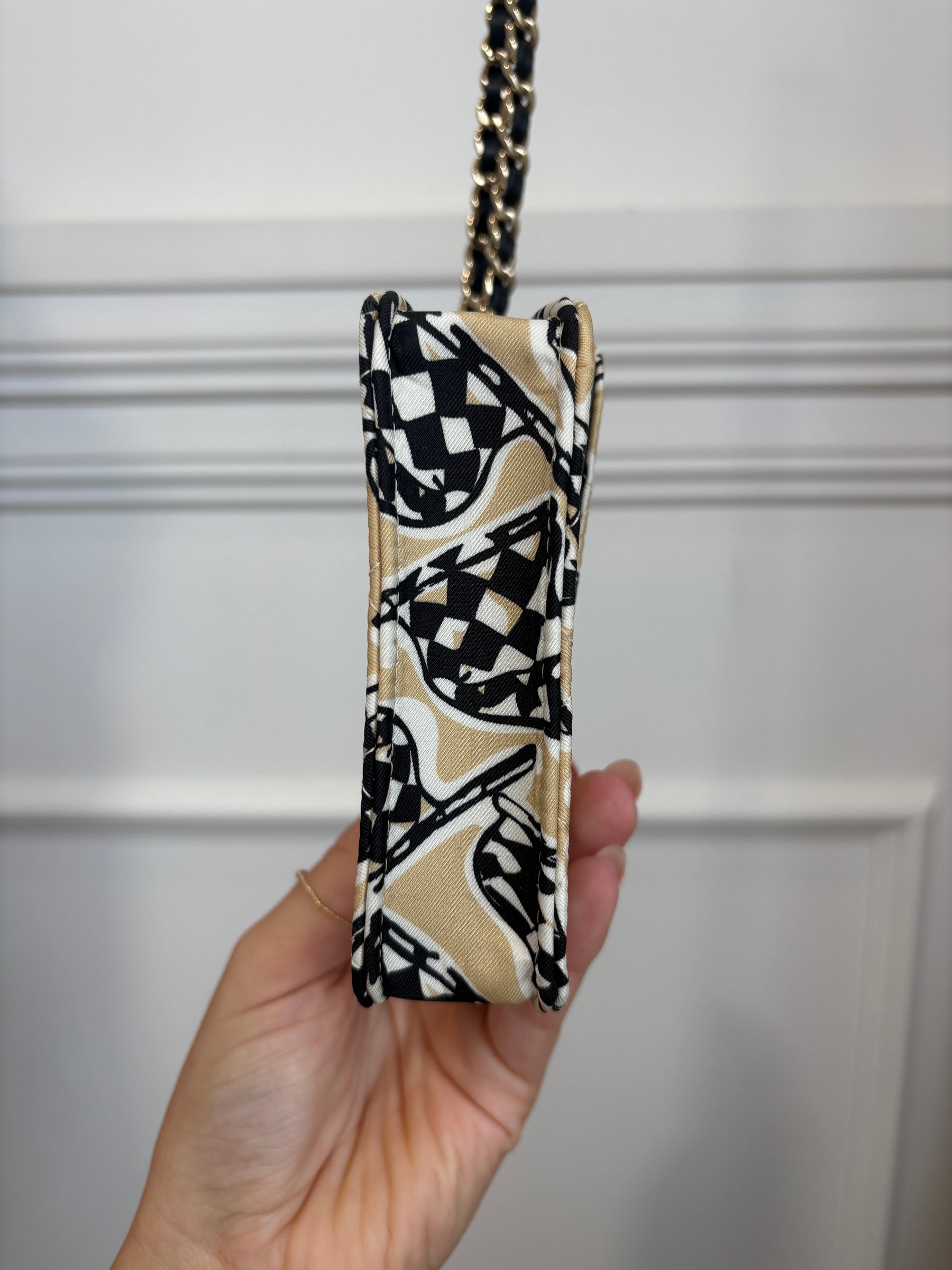 Chanel Chanel Black White and Beige Flag Print Mini Bag