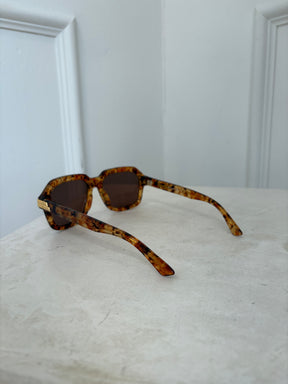 Bottega Veneta Orange Transparant Speckled Square Sunglasses