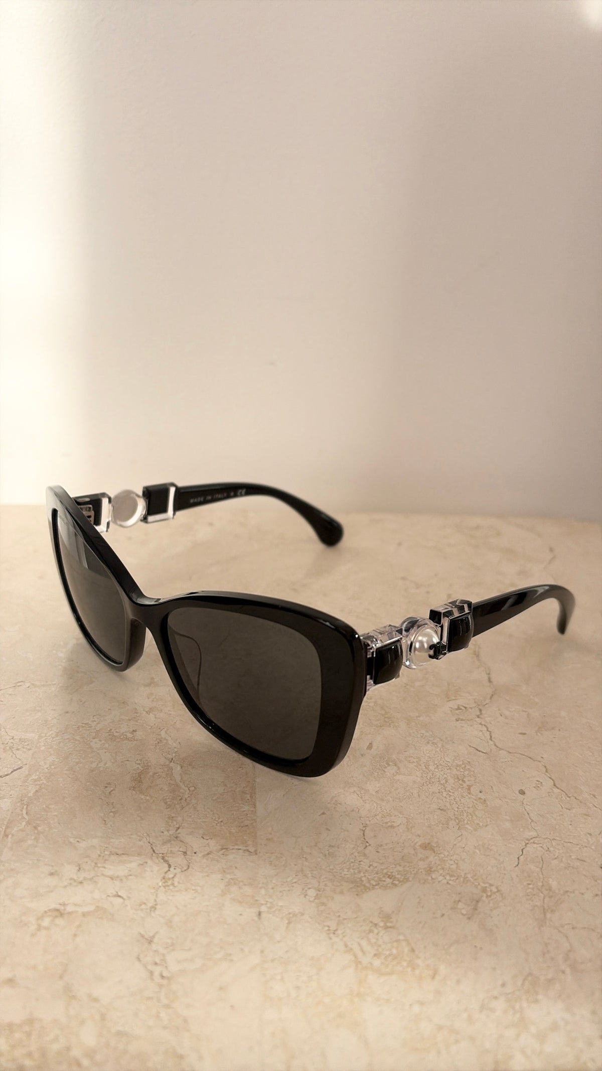 Chanel Butterfly Sunglasses With Pearl Detail