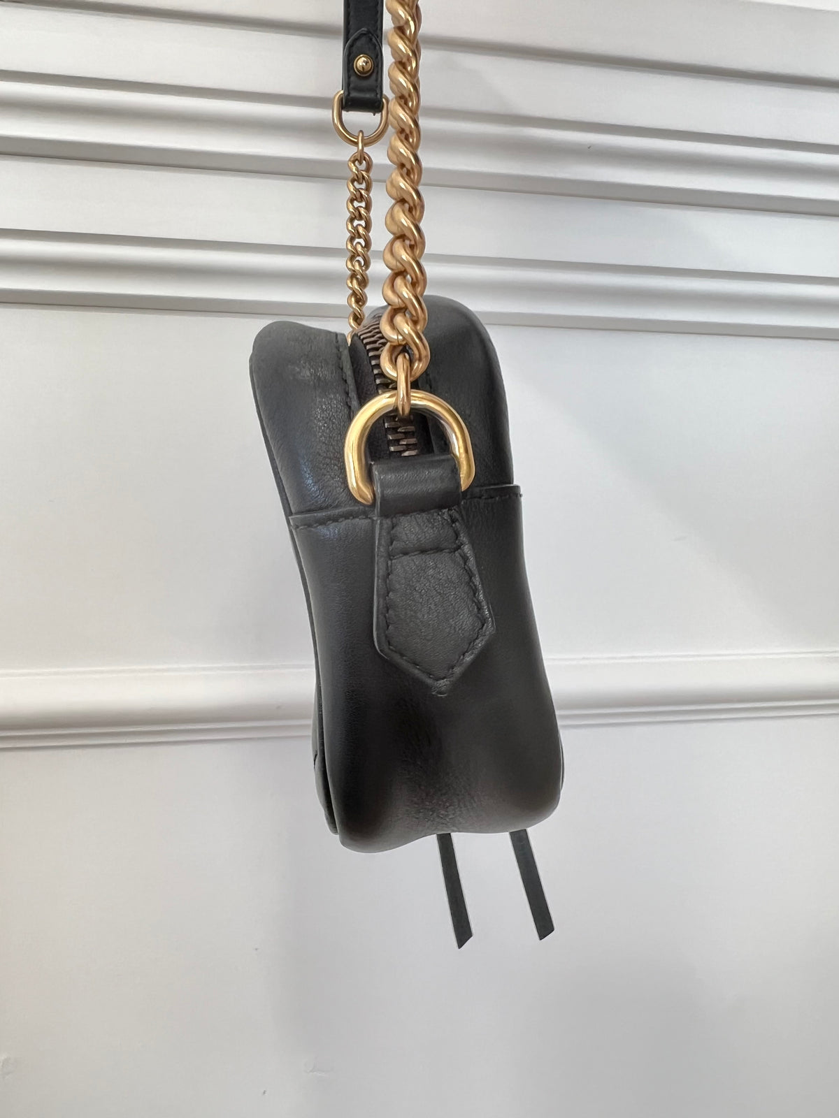 Gucci Black Chevron Leather Marmont Camera Bag