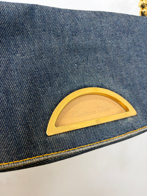 Dior Blue Denim Malice Pearl Shoulder Bag