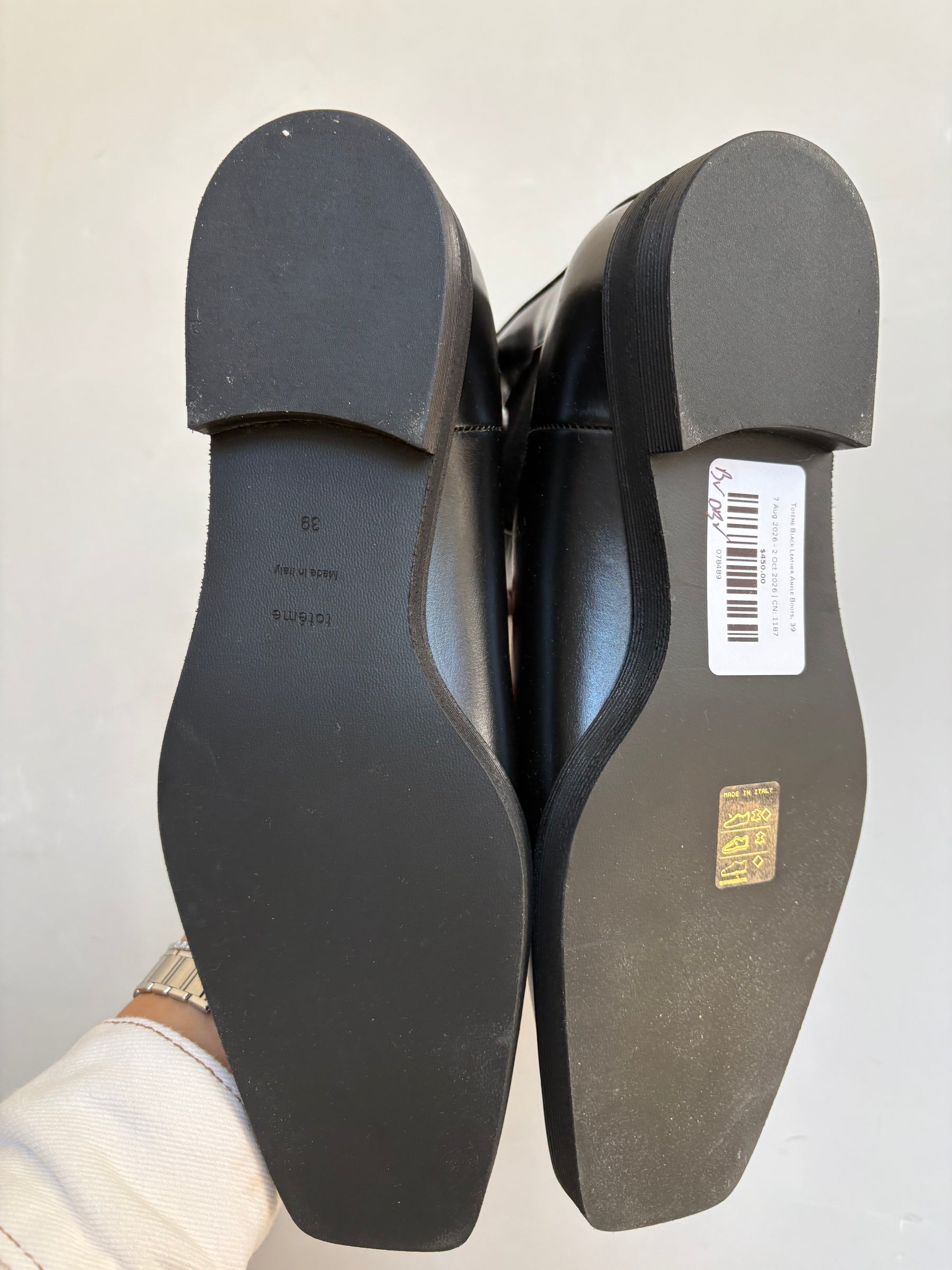 Totême Black Leather Ankle Boots, 39