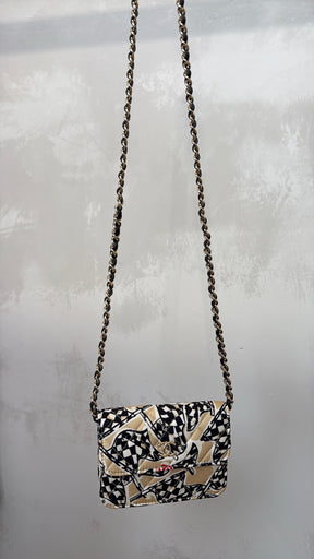 Chanel Beige and Black Flag Print Mini Bag