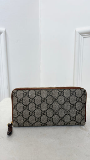 Gucci Canvas Monogram Zip Around Wallet
