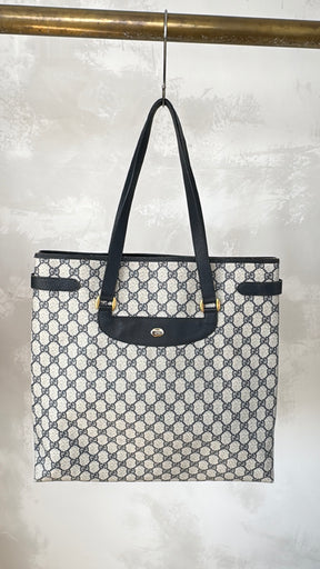 Gucci Navy Vintage Monogram Tote