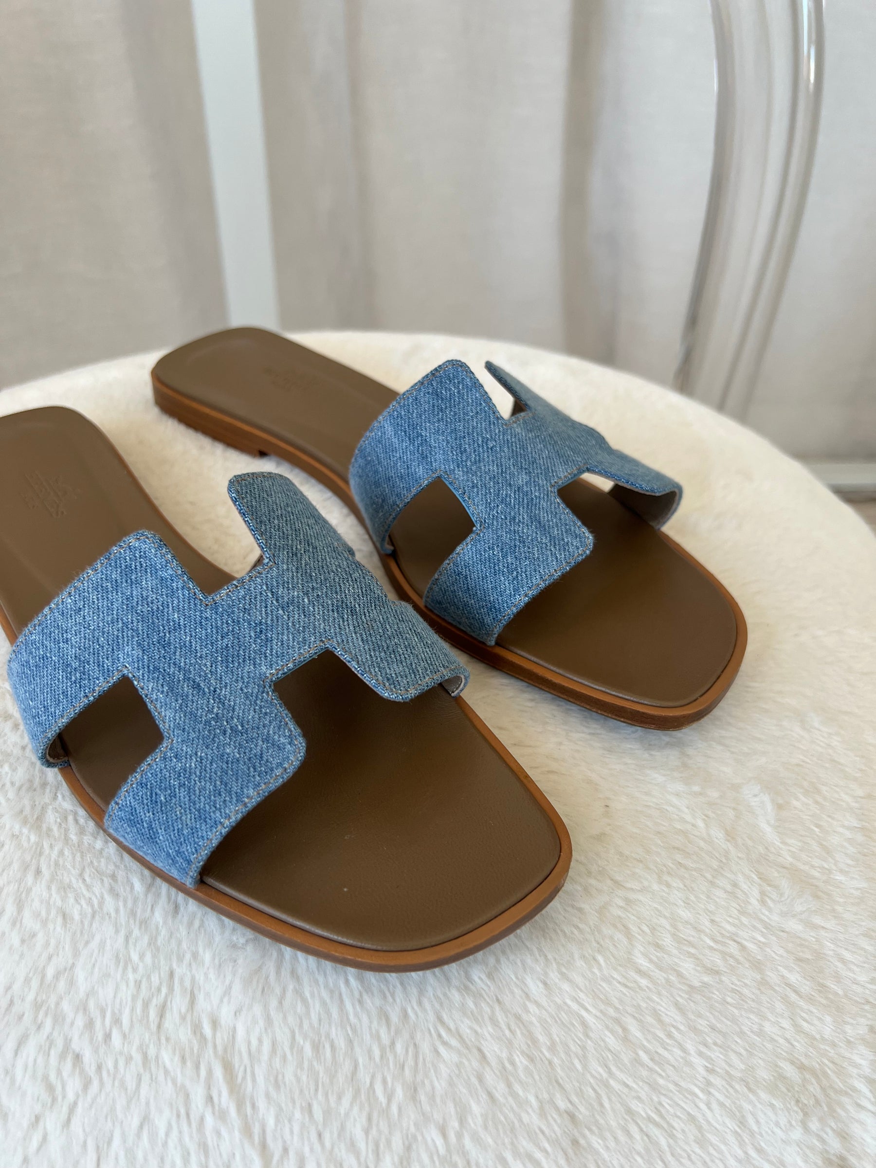 Hermès Denim Oran Sandal, 41