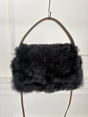 Scanlan Theodore Shearling Flap Bag With Shoulder Strap