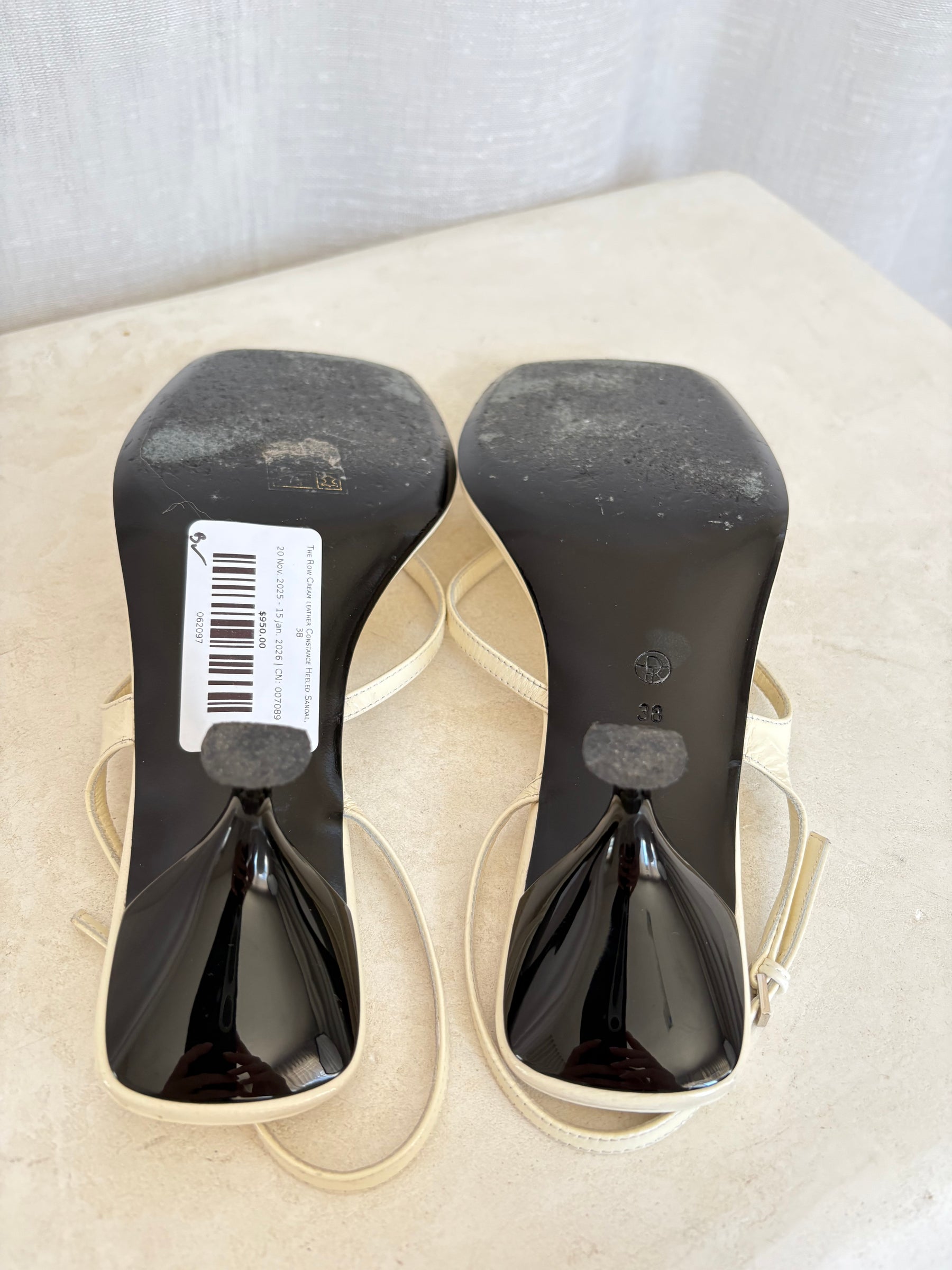 The Row Cream leather Constance Heeled Sandal, 38