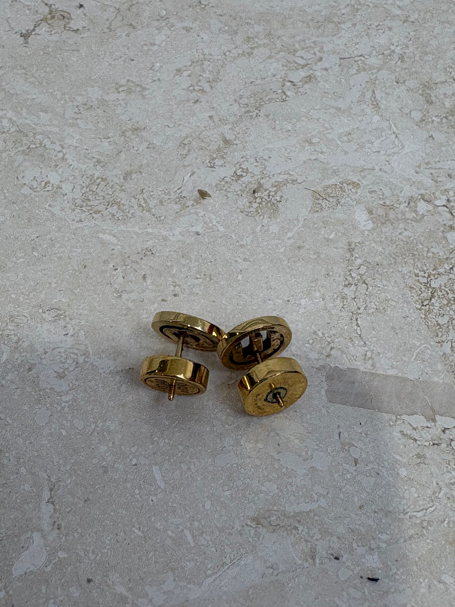 Miu Miu Gold Tone M Logo Earrings