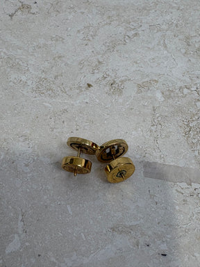 Miu Miu Gold Tone M Logo Earrings