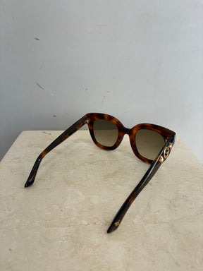 Gucci Tortoiseshell Crystal Logo Arm Sunglasses