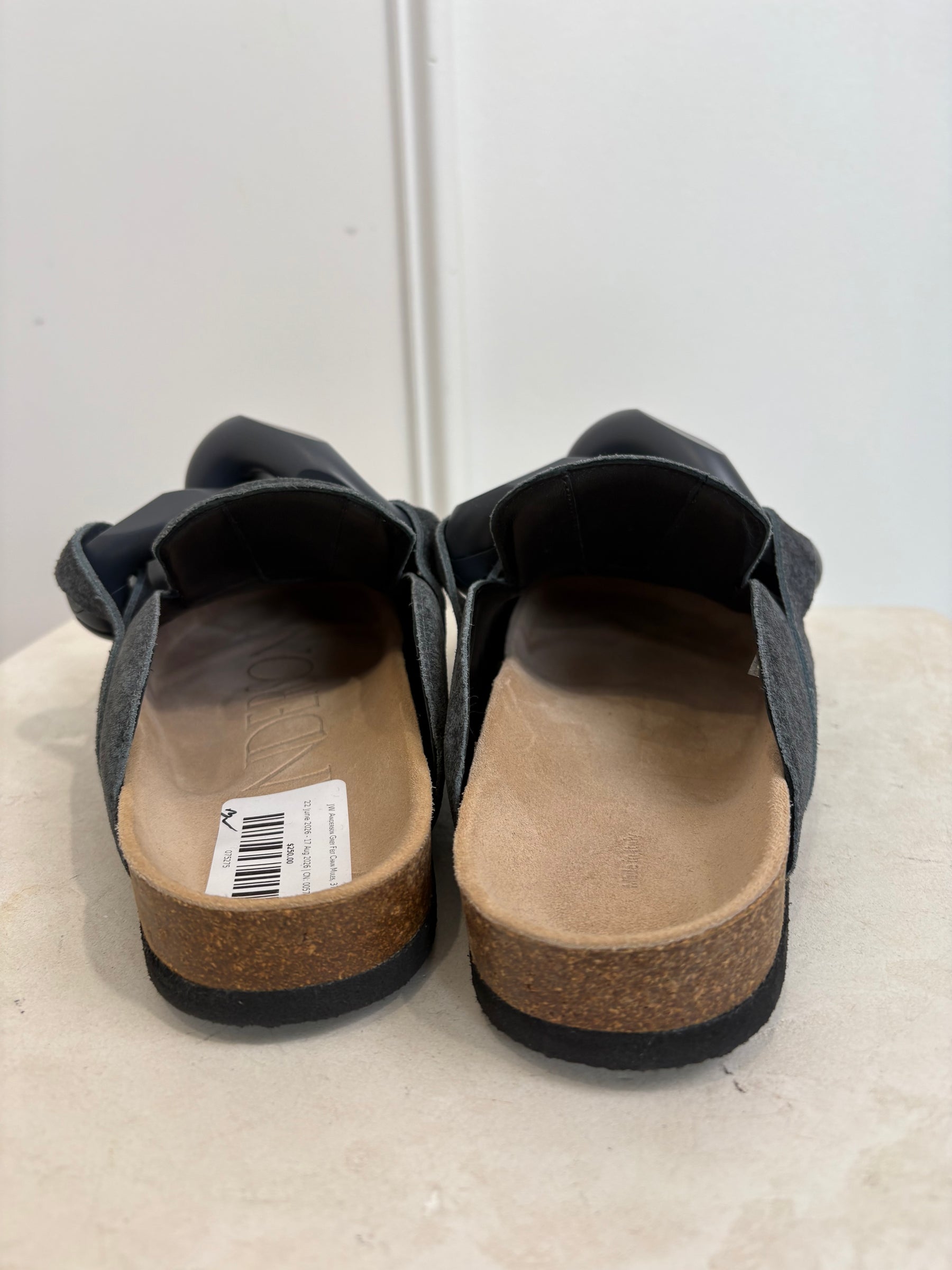 JW Anderson Grey Felt Chain Mules, 37