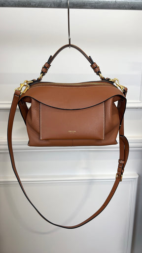 Oroton Tan Leather Top Handle Crossbody Bag