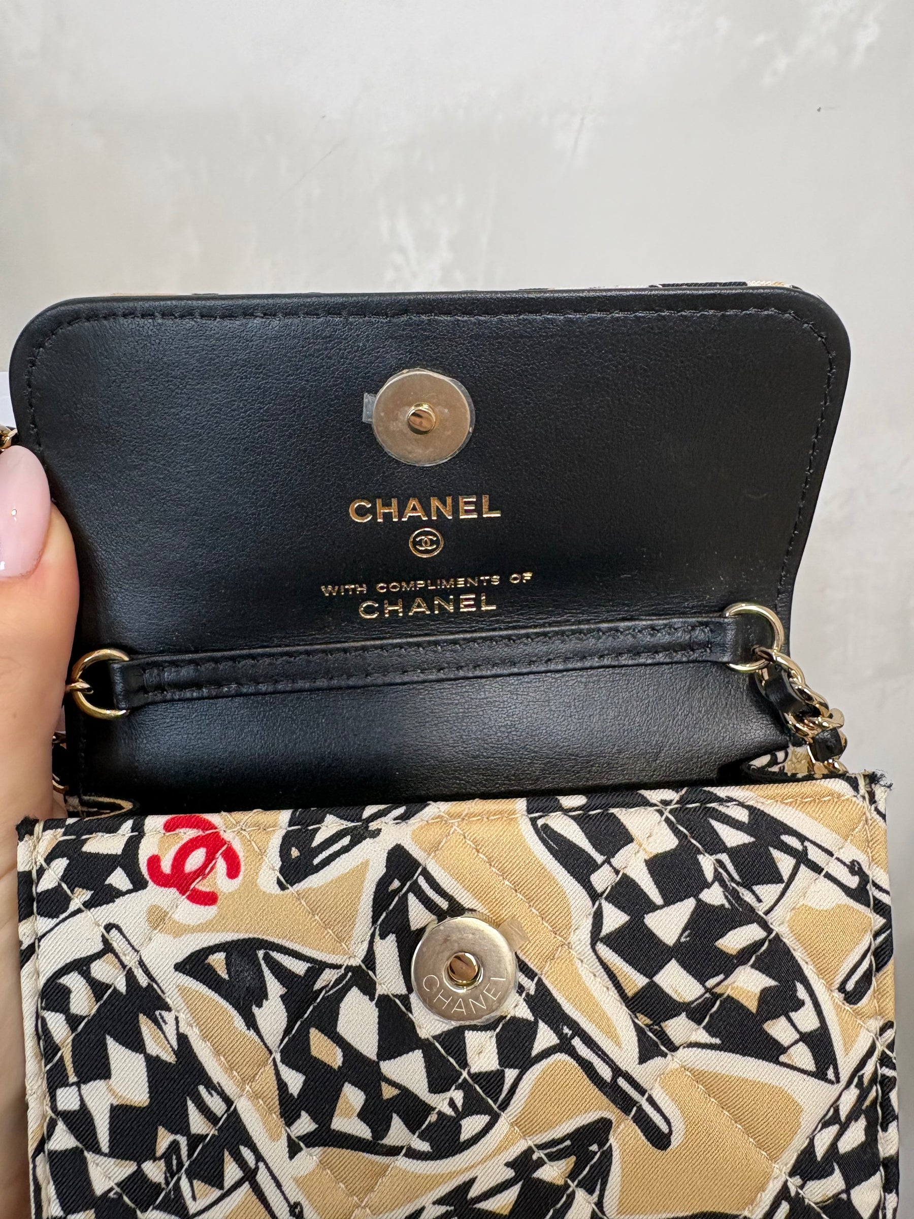 Chanel Beige and Black Flag Print Mini Bag