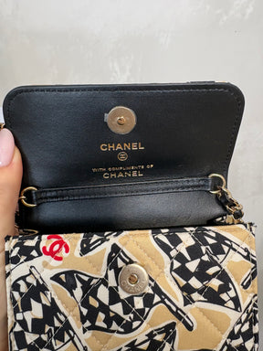 Chanel Beige and Black Flag Print Mini Bag