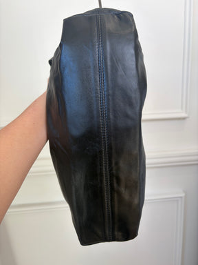Anine Bing Black Leather Logo Shoulder Bag
