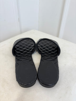 Bottega Veneta Amy Flat Sandals Black Leather, 38