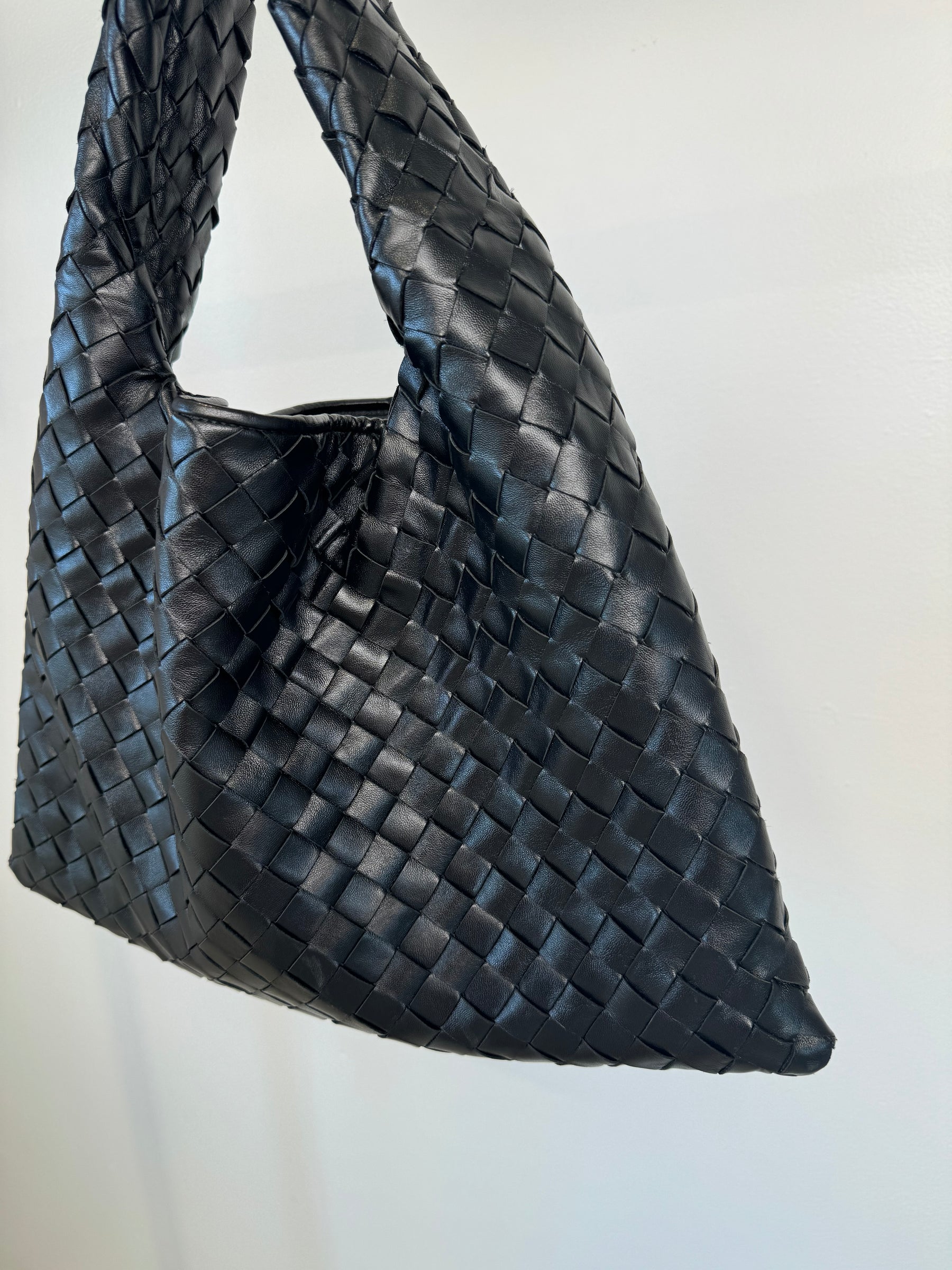 Bottega Veneta Black Intrecciator Leather Small Hop Bag