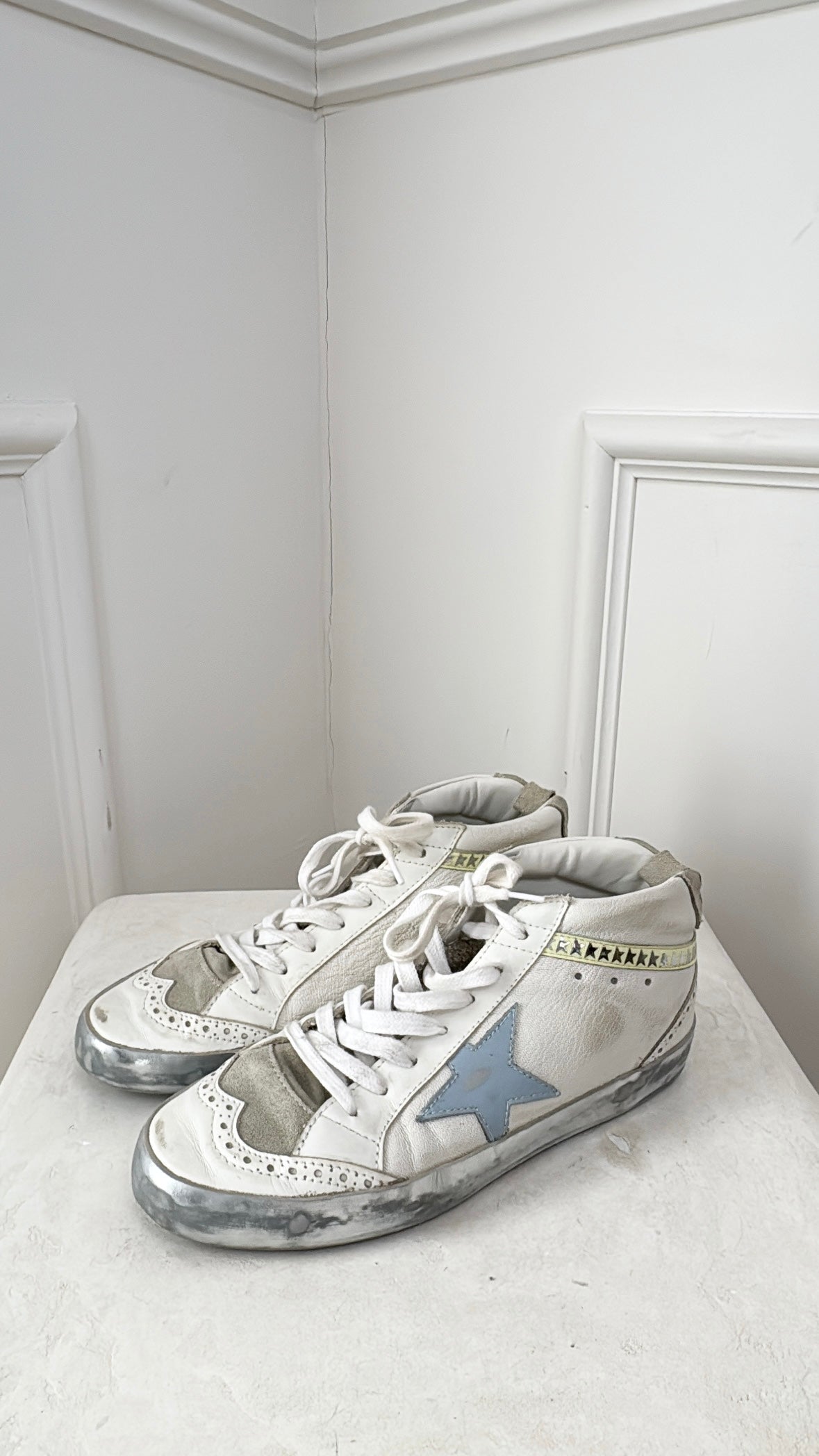 Golden Goose White Leather Mid Star Sneakers, 38
