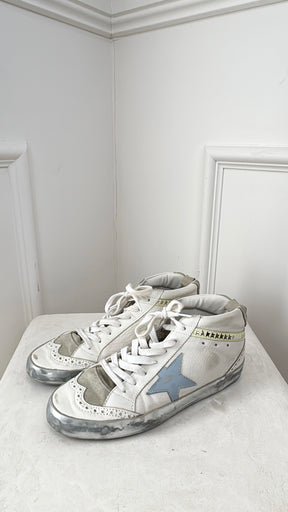 Golden Goose White Leather Mid Star Sneakers, 38