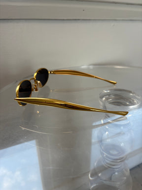 Bottega Veneta Gold Oval Sardine Sunglasses