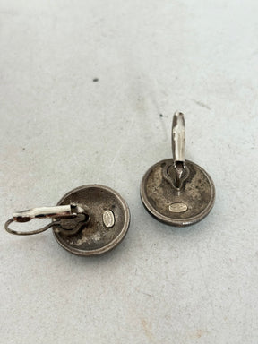 Chanel Silver and Turquoise Logo Drop Earrings