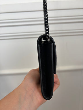 Saint Laurent Black Grained Leather Envelope Flap Chain Bag Black HW
