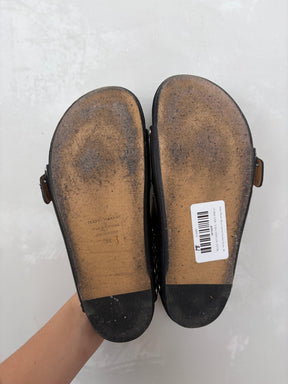 Isabel Marant Black Leather Studded Slides, 36