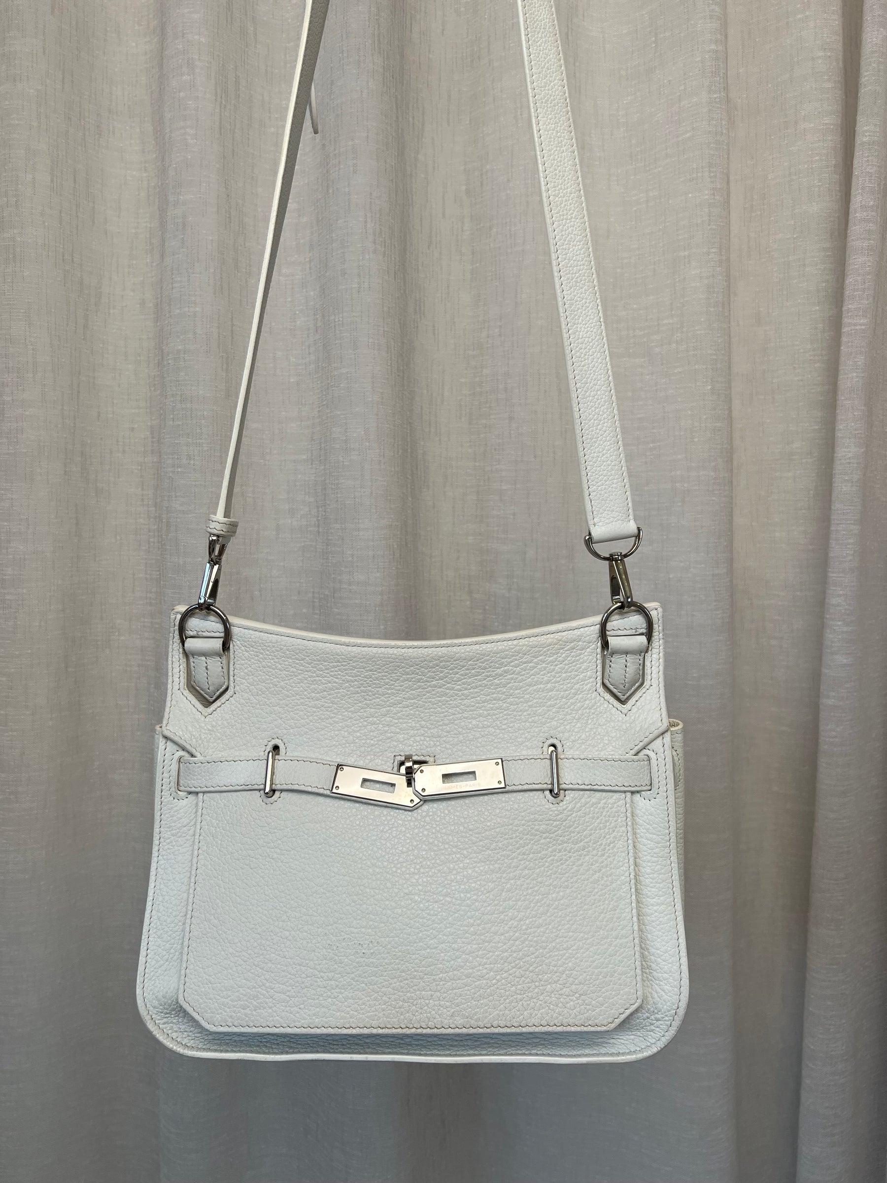 Hermès White Leather Jypsiere 28