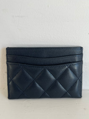 Chanel Navy Caviar Leather Card Holder