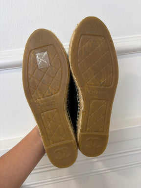 Chanel Black Coated CC Logo espadrilles, 37