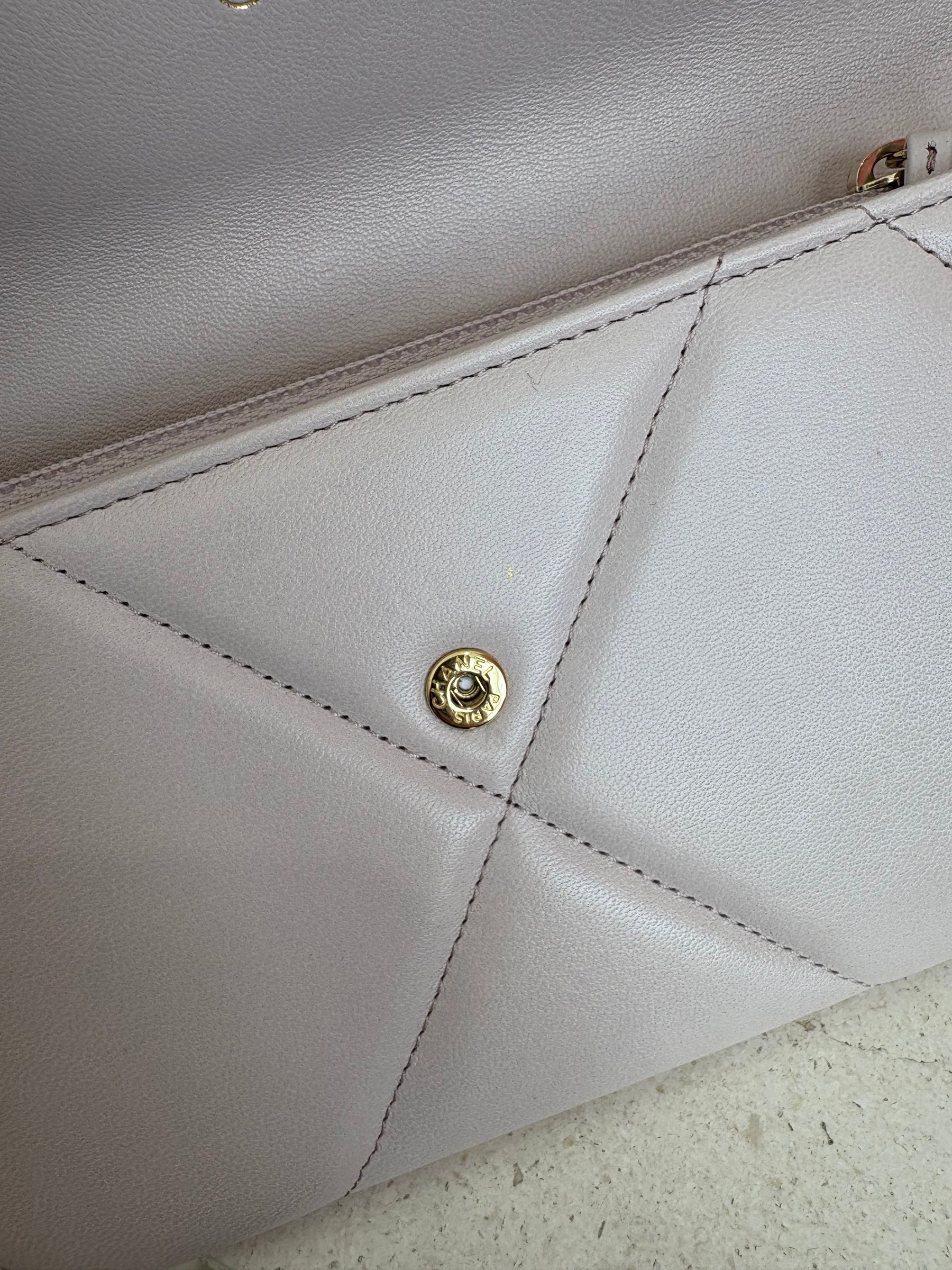 Chanel Light Lilac Leather 19 Flap Wallet