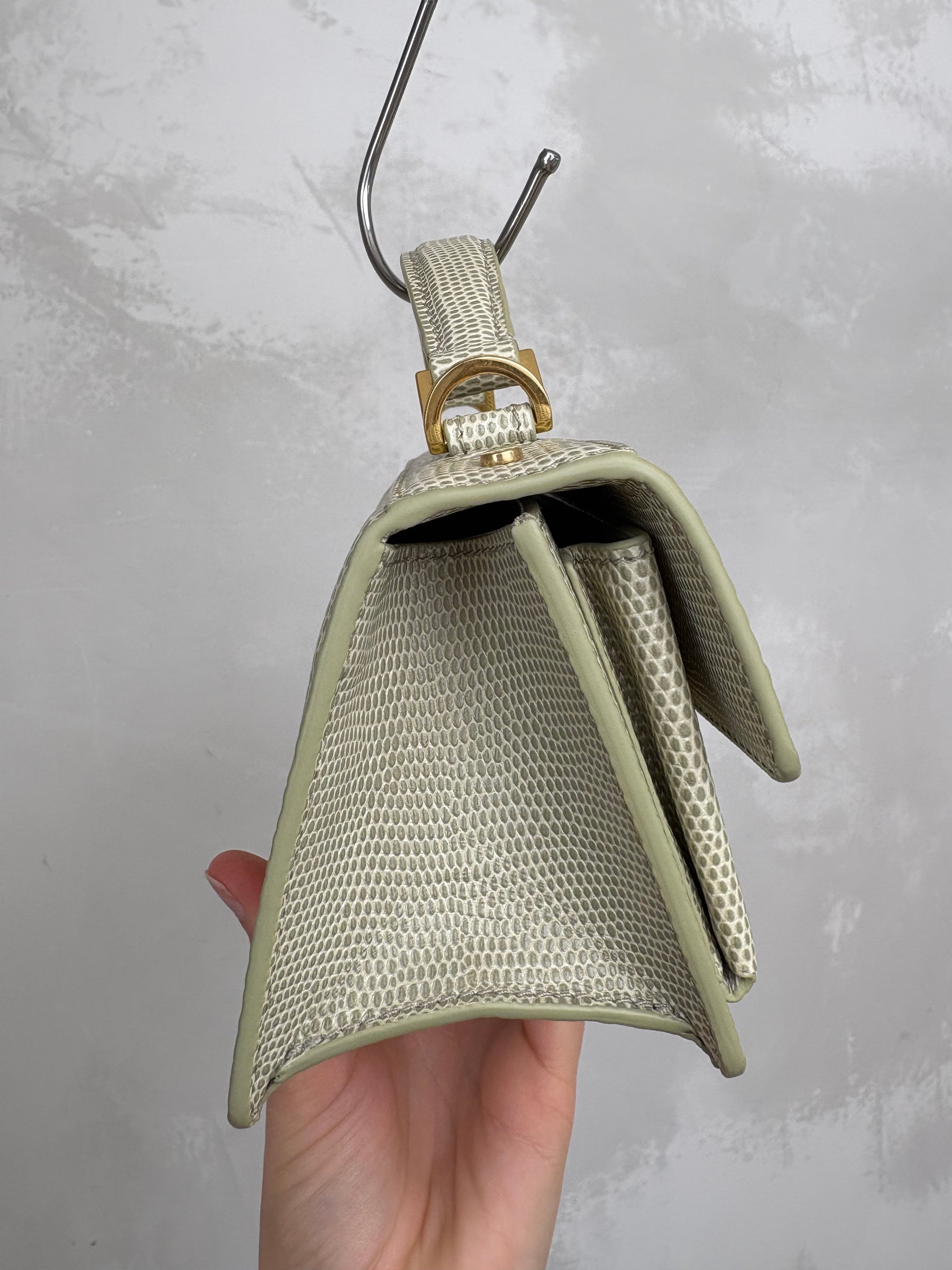 Golden Goose Sage Lizard Embossed Mini Top Handle Crossbody Bag