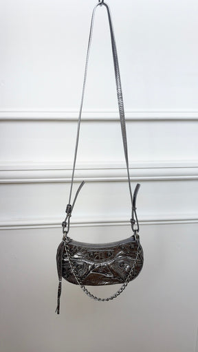 Balenciaga Metalic silver Pochette Crinkled Lambskin
