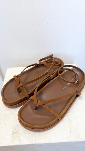 LOEFFLER RANDALL Brown Suede Ankle Wrap Sandals, 8B