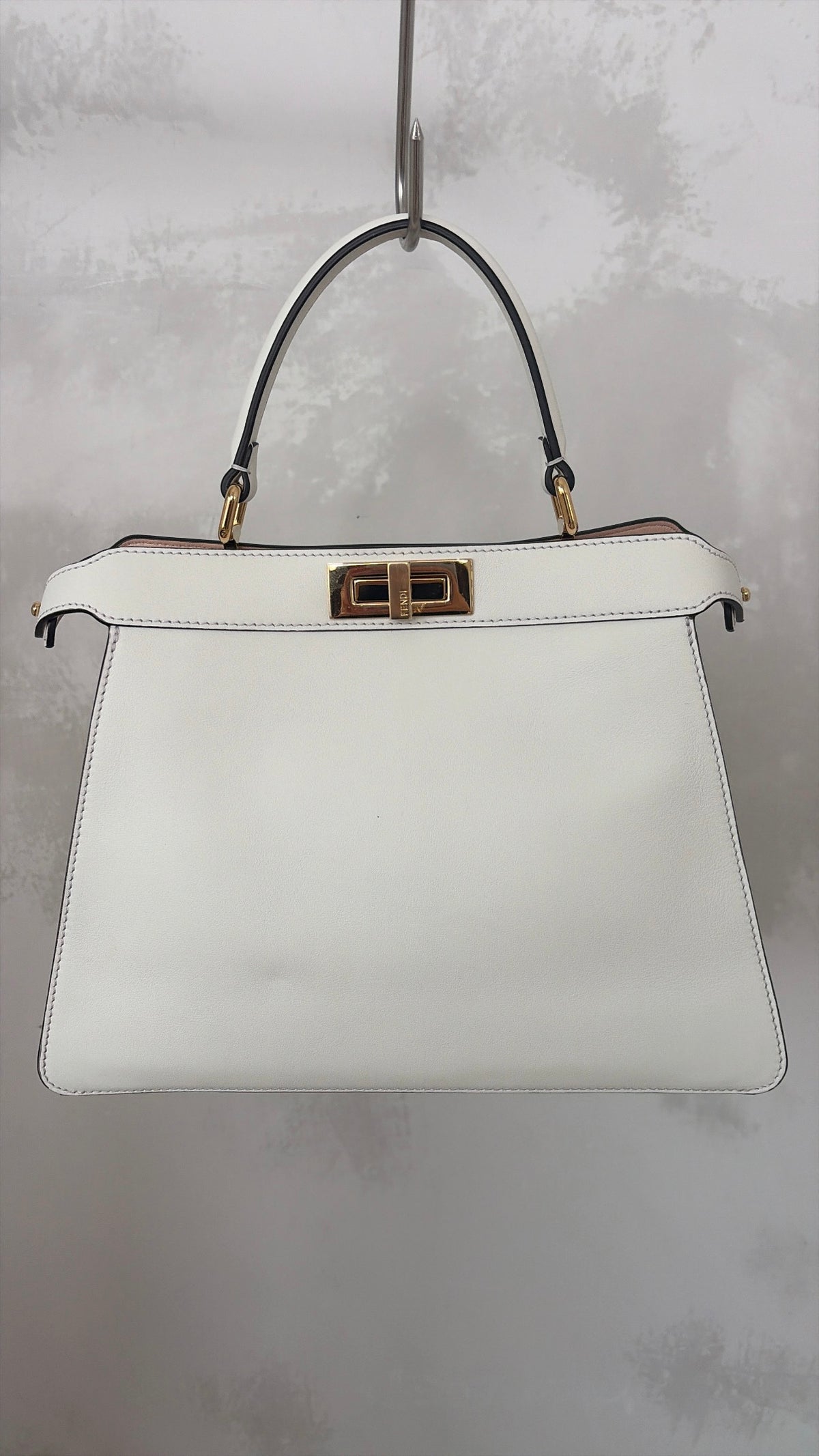 Fendi White Leather Peekaboo ISeeU Medium Bag