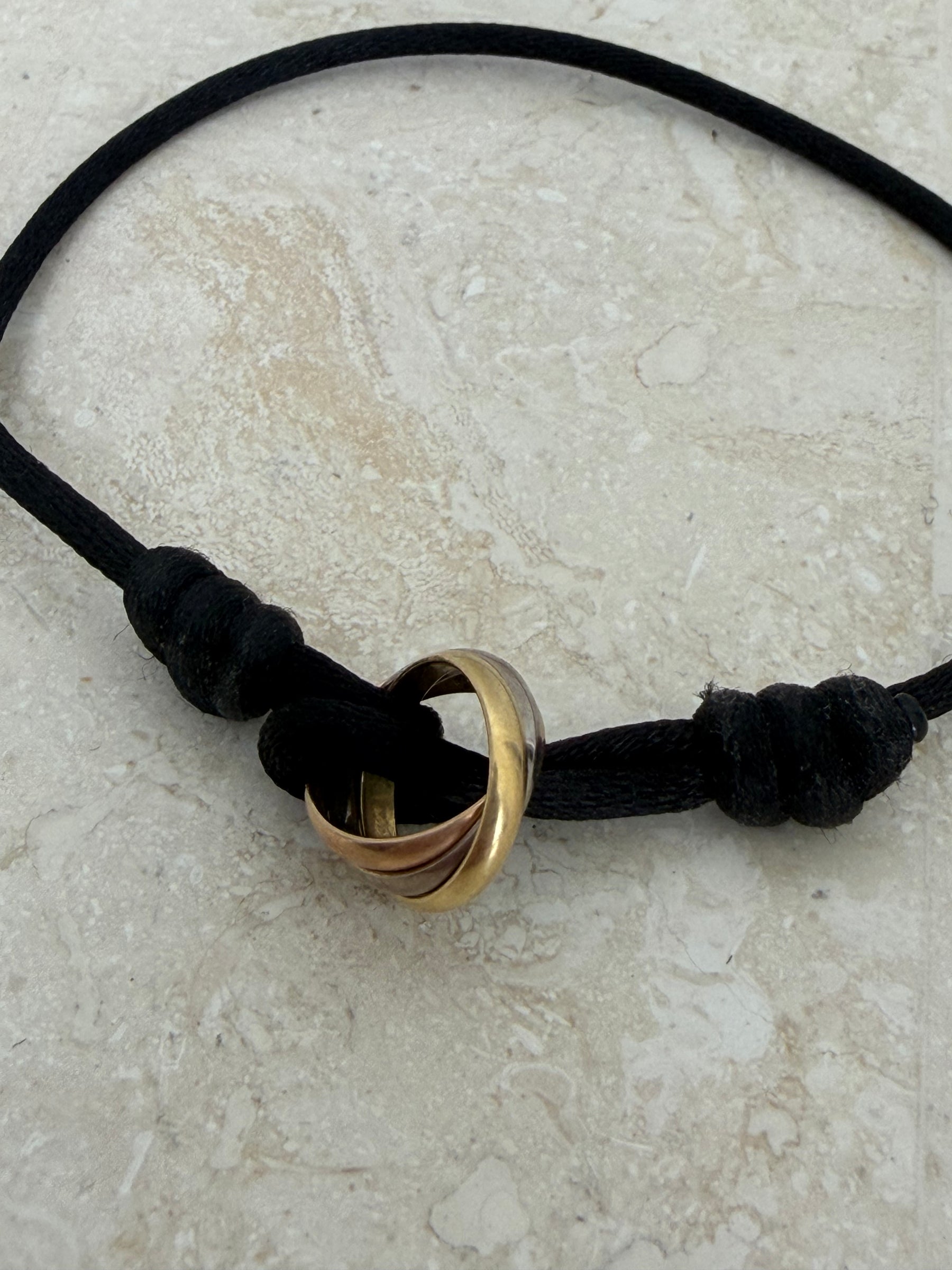 Cartier Black Silk Cord Trinity Bracelet