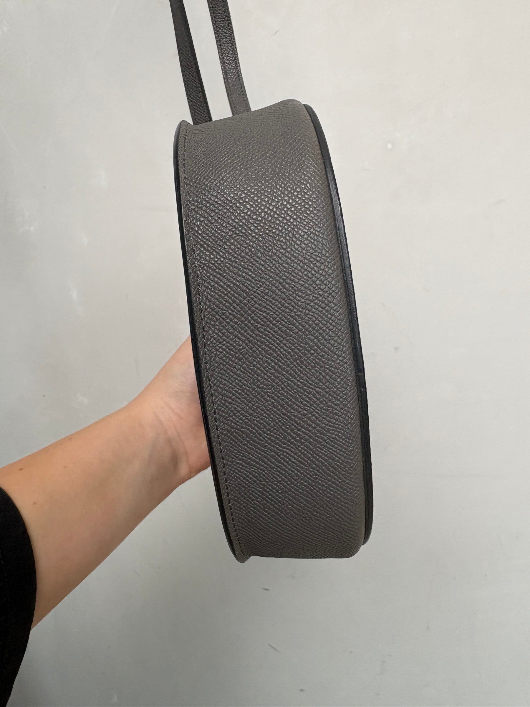 Celine Charcoal Grained Leather Mini Trotteur Bag