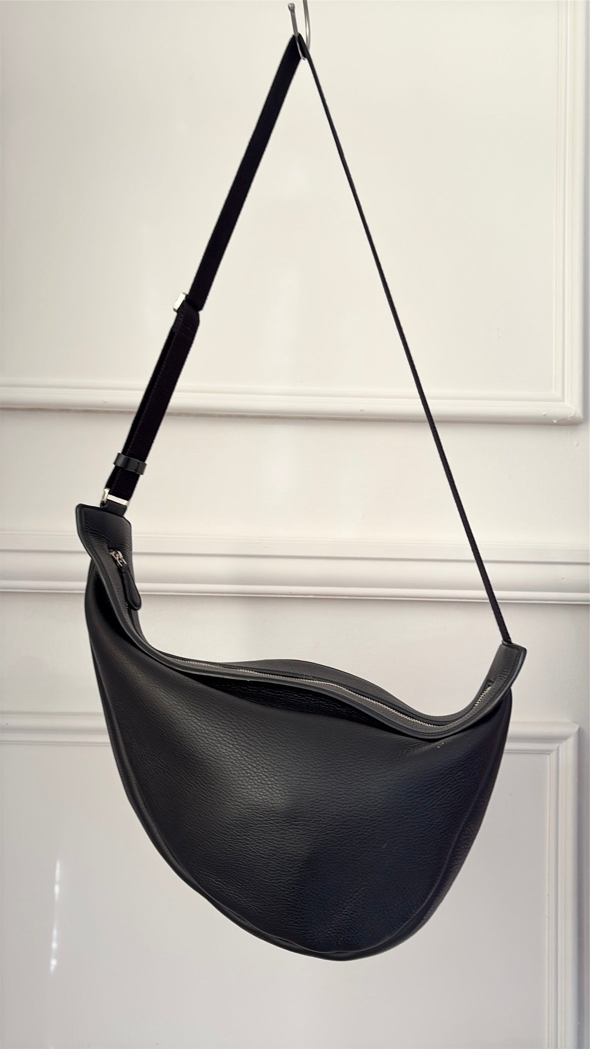 The Row Black Leather Slouchy Banana Bag