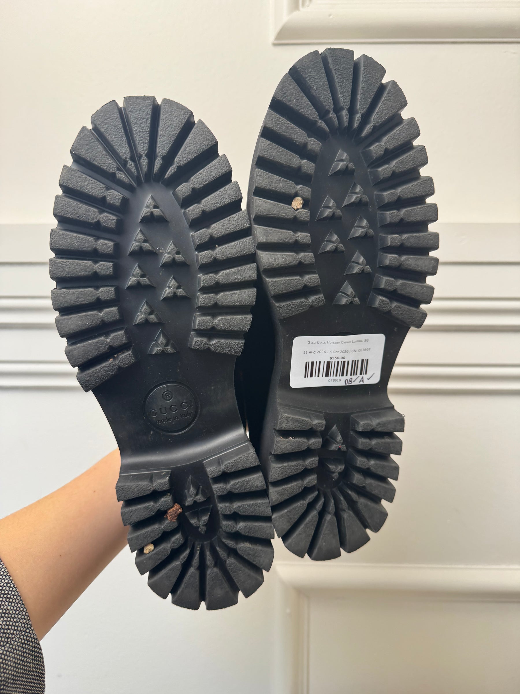Gucci Black Horsebit Chunky Loafers, 38